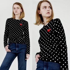 Comme des Garçons PLAY Polka Dot Long Sleeve T-Shirt Black/White Size S